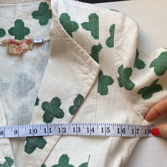 Summer Blazer with a belt white green Size S Linen St. Patric Lucky Jacket - Picture 10 of 15